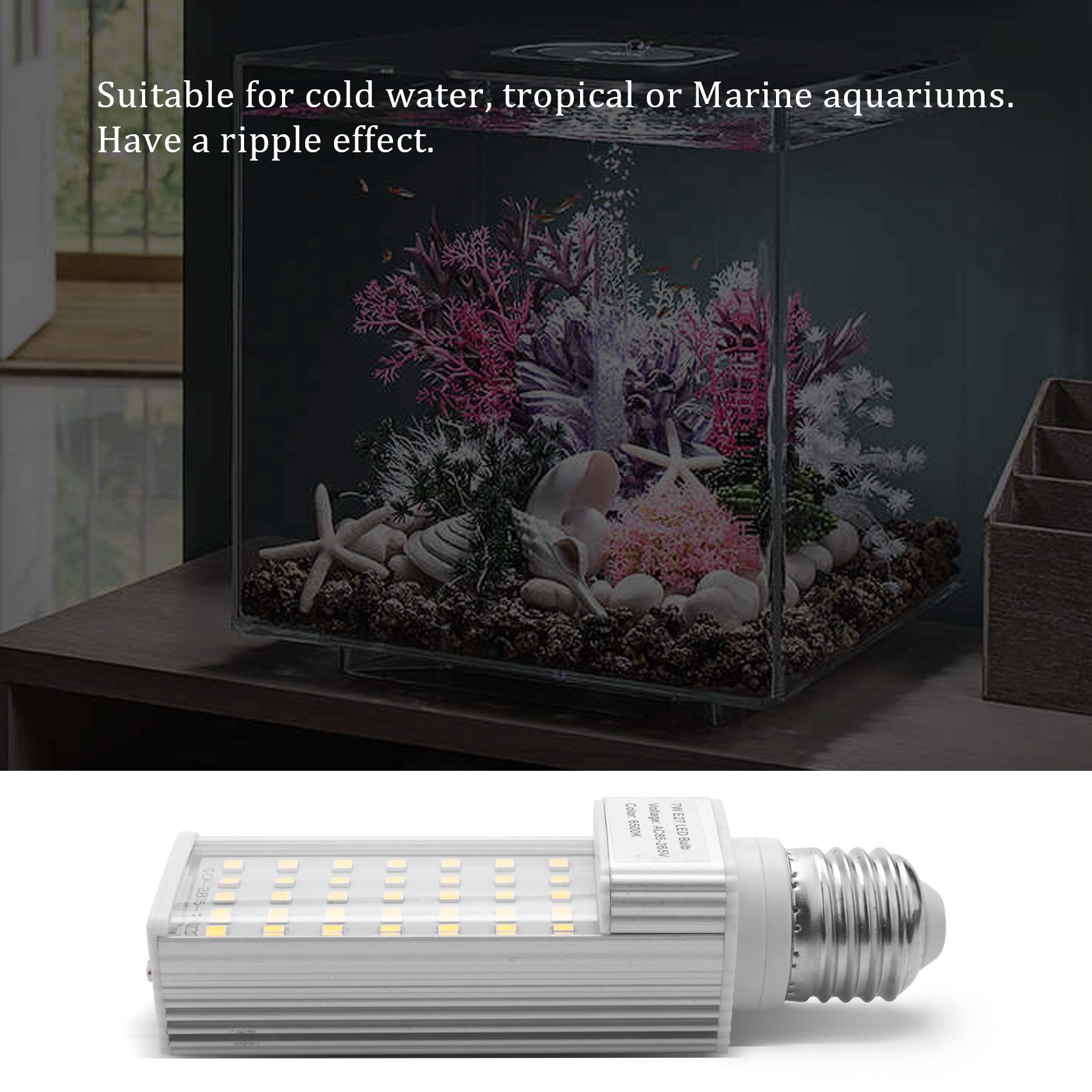 Aquarium Plant Light - A56P-Fishpod Weiße Pflanzen-Aquariumlampe 7W LED-Wachstumslampe für